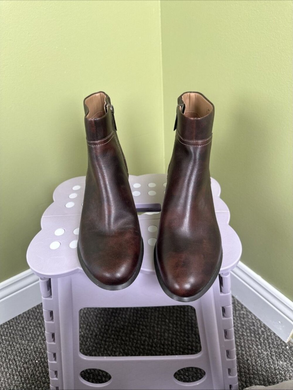 Vionic Kamryn Ankle Boots Brown 7.5 Leather Side Zip